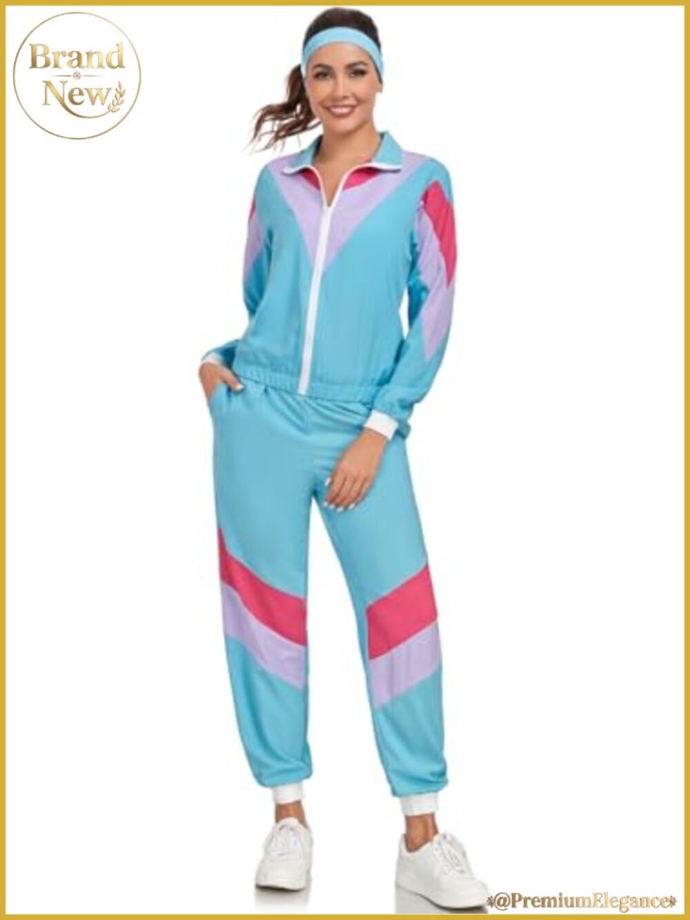 80s 90s Retro Windbreaker Set Women Workout Costume Track Suit